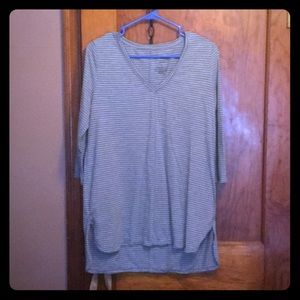 Grey and white long sleeve shirt